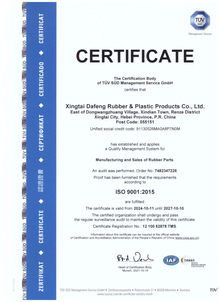 Koda oil seals and O-rings ISO9001 certificate