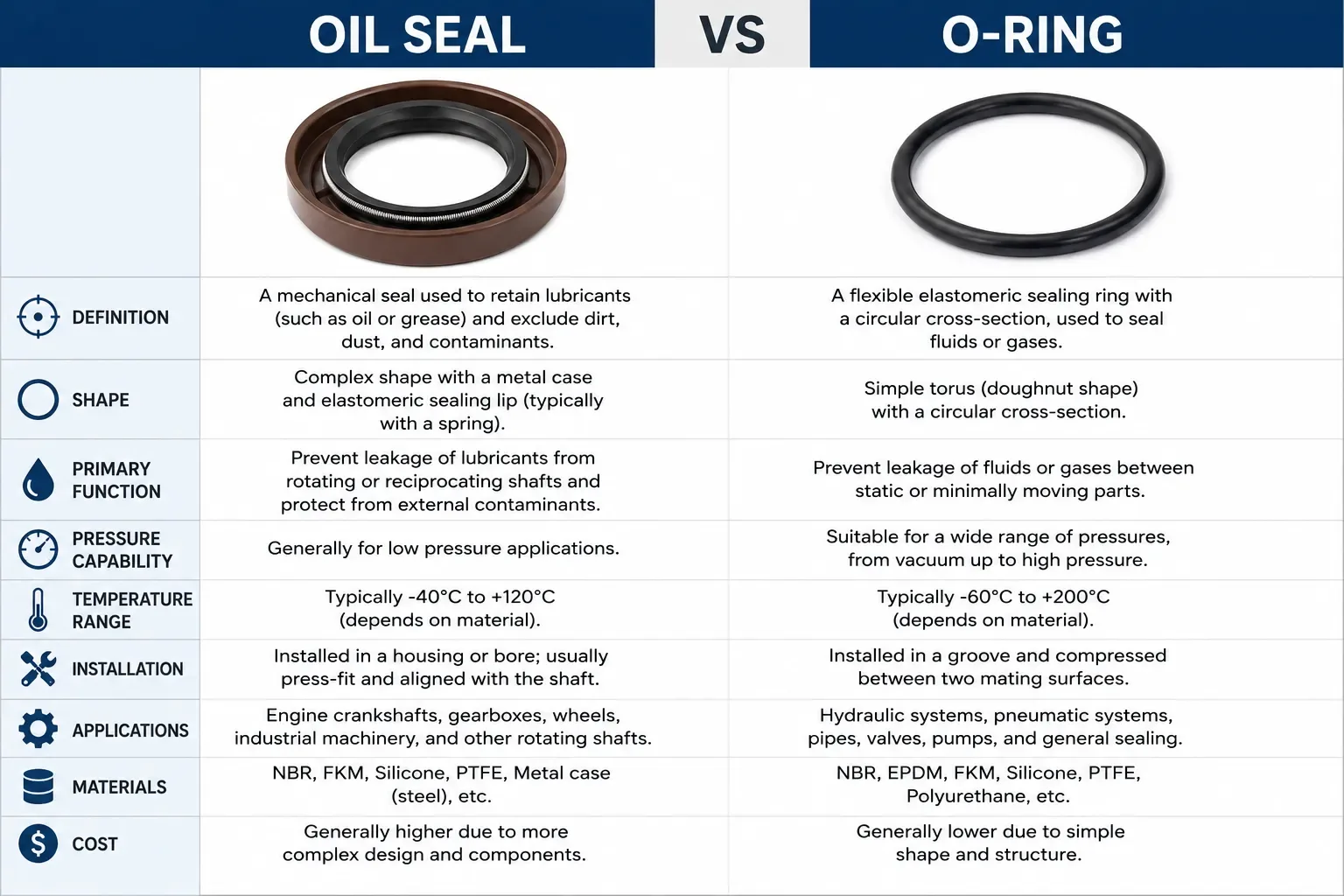 Oil Seal vs O-Ring The Basic Difference